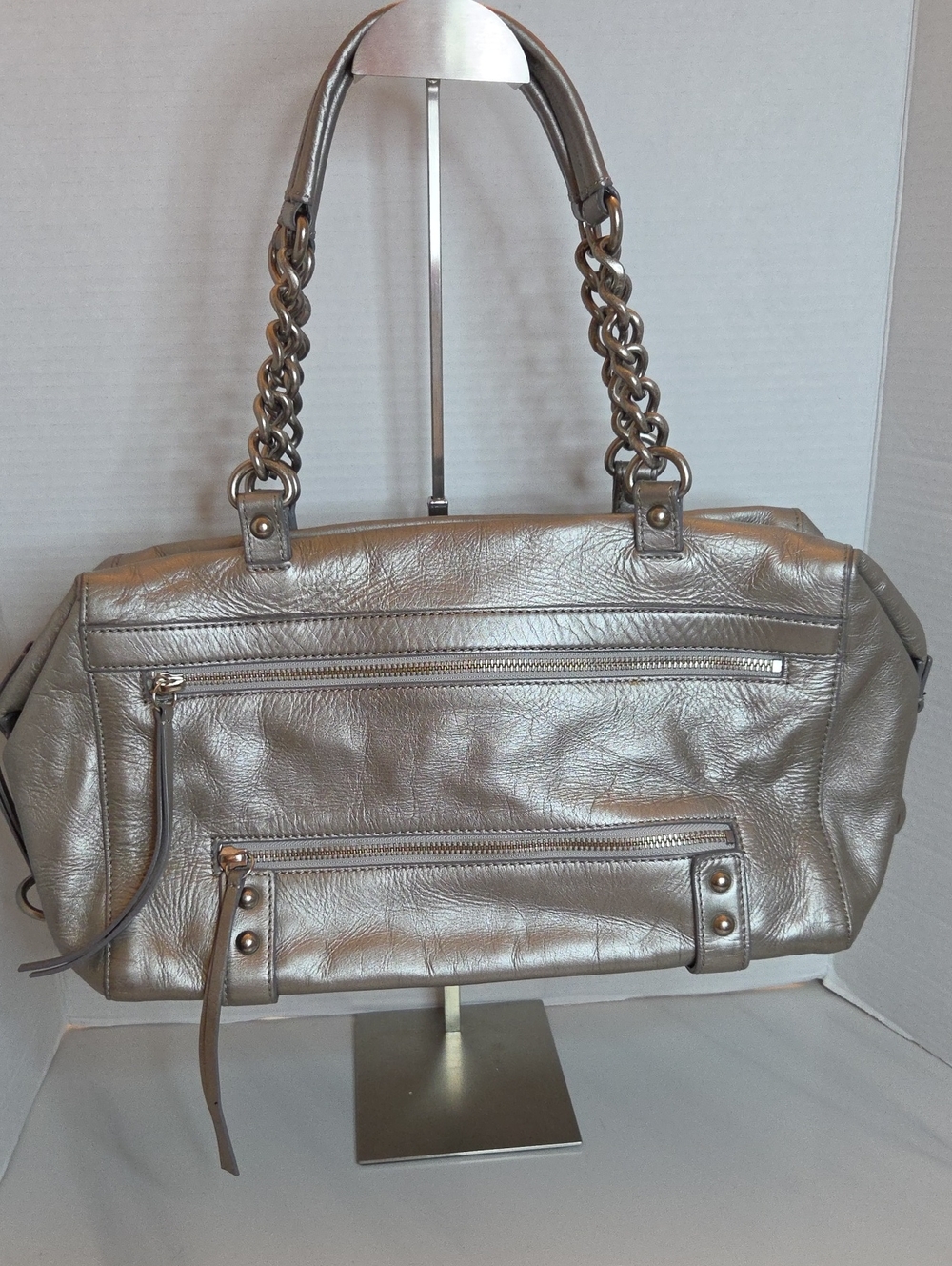 Club Monaco Metallic Silver Chain-Handle Shoulder Bag